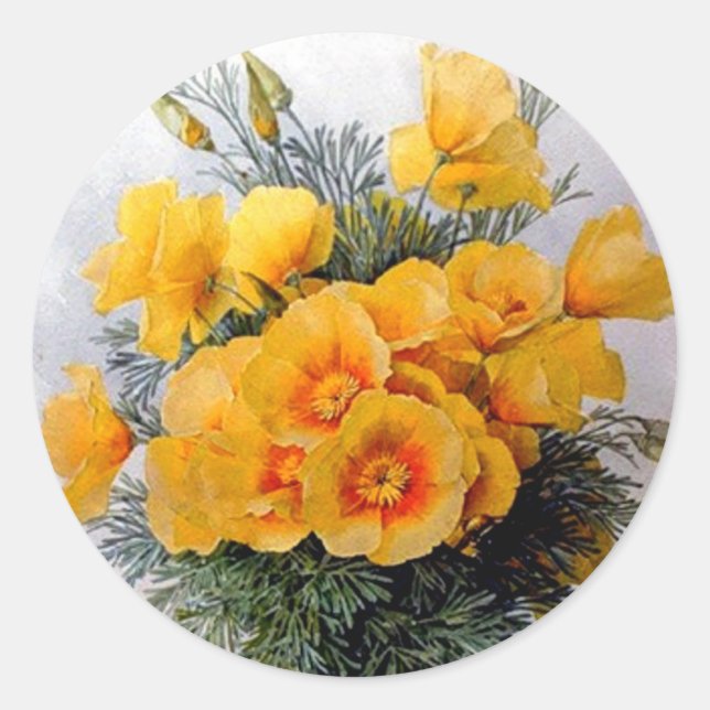 "California Poppies" by Paul de Longpre - Sticker (Front)