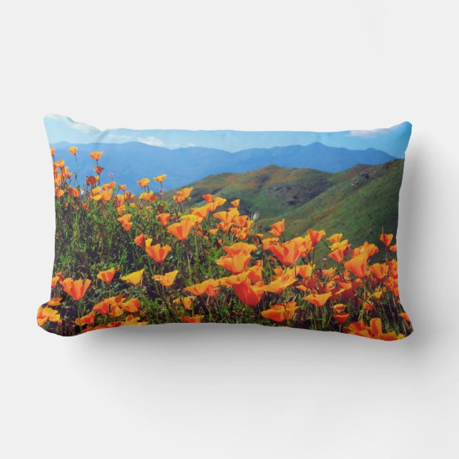 California poppies covering a hillside lumbar cushion (Front)