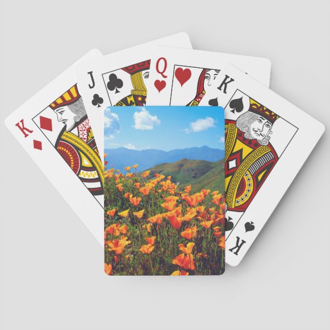 California poppies covering a hillside playing cards (Back)