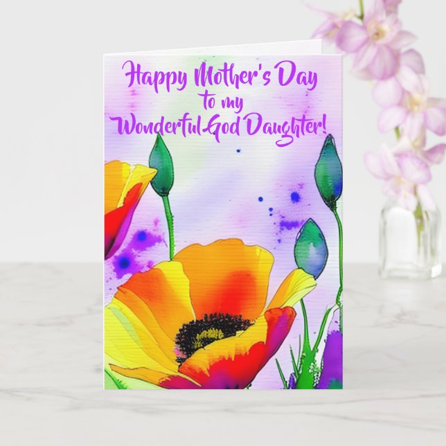 California Poppies Goddaughter Mothers Day Card (Orchid)