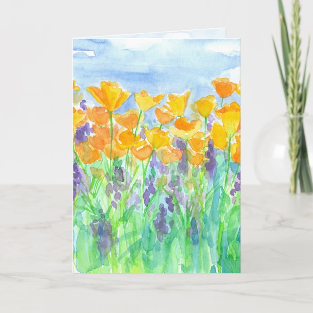 California Poppies Happy Birthday Card (Front)