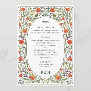 California Poppies Illustrated Dinner Menu