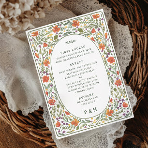 California Poppies Illustrated Dinner Menu Card