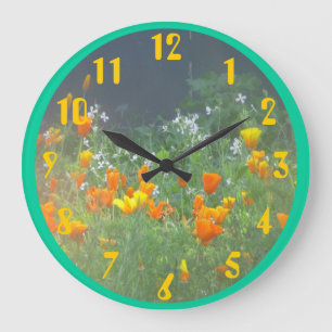 California Poppies Large Clock