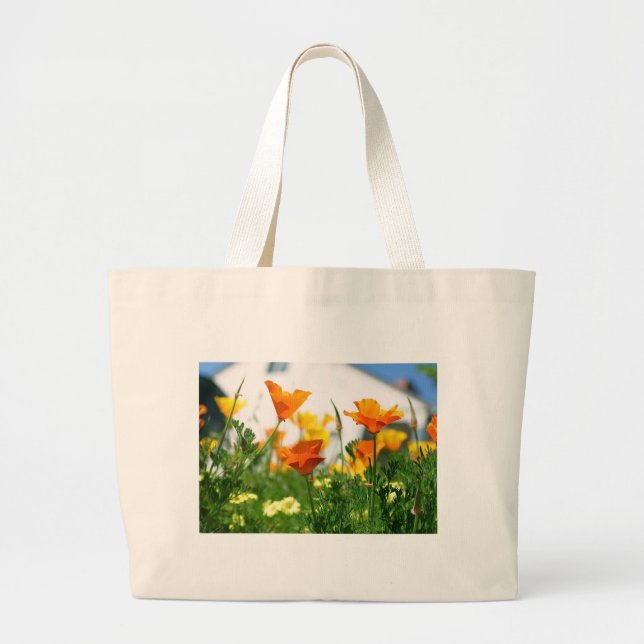 California Poppies Large Tote Bag (Front)