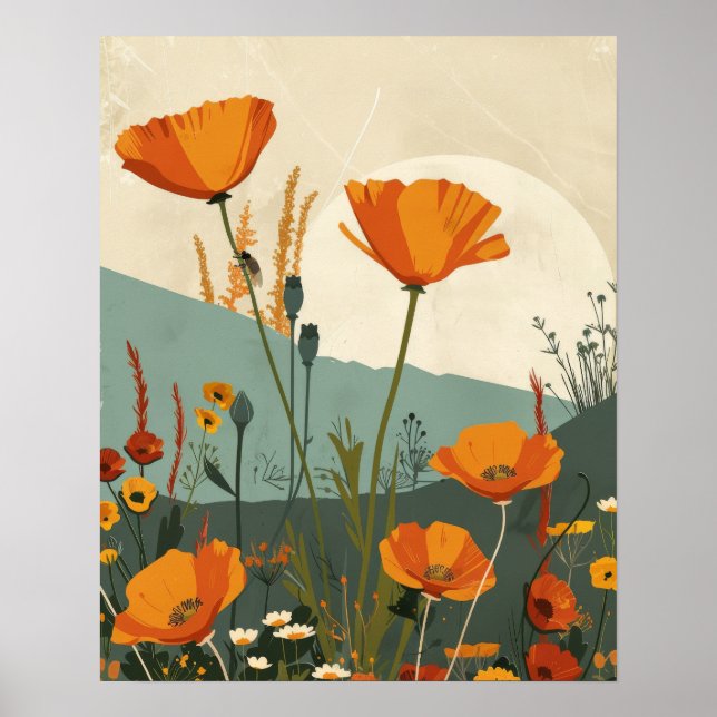 California Poppies Original Abstract Art Poster (Front)