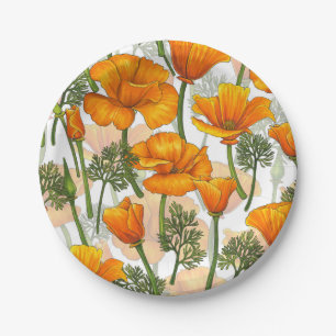 California poppies paper plate