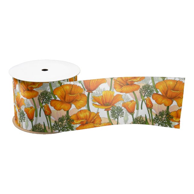 California poppies satin ribbon (Spool)