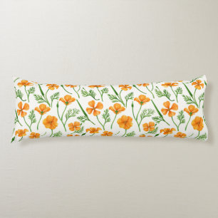 California poppies, summertime flowers, orange wil body cushion