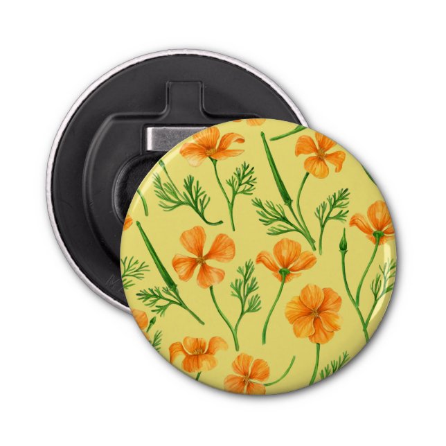 California poppies, summertime flowers, orange wil bottle opener (Front)