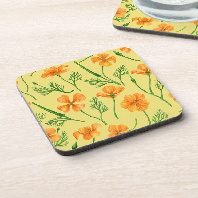 California poppies, summertime flowers, orange wil coaster (Left Side)