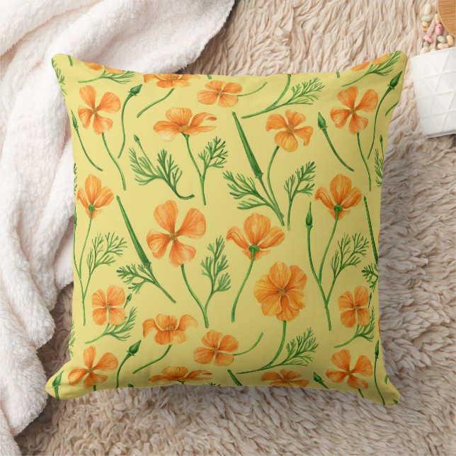 California poppies, summertime flowers, orange wil cushion (Blanket)
