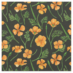 California poppies, summertime flowers, orange wil fabric