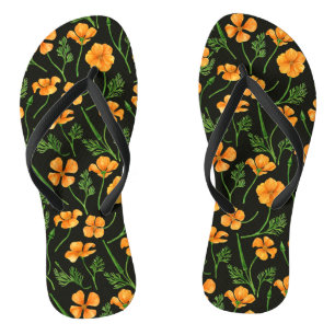 California poppies, summertime flowers, orange wil jandals