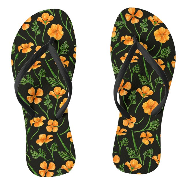 California poppies, summertime flowers, orange wil jandals (Footbed)