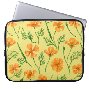 California poppies, summertime flowers, orange wil laptop sleeve