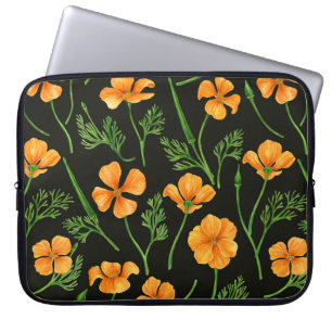 California poppies, summertime flowers, orange wil laptop sleeve