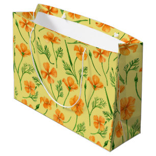 California poppies, summertime flowers, orange wil large gift bag