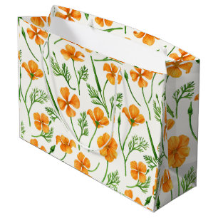 California poppies, summertime flowers, orange wil large gift bag