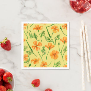 California poppies, summertime flowers, orange wil napkin