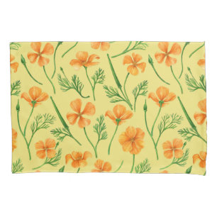 California poppies, summertime flowers, orange wil pillowcase