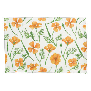 California poppies, summertime flowers, orange wil pillowcase