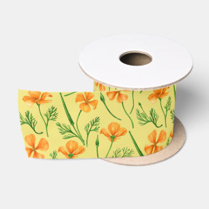 California poppies, summertime flowers, orange wil satin ribbon