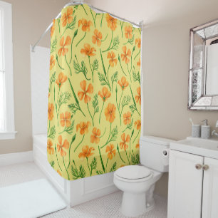 California poppies, summertime flowers, orange wil shower curtain