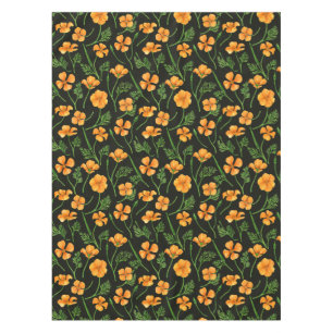 California poppies, summertime flowers, orange wil tablecloth