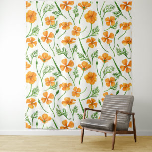 California poppies, summertime flowers, orange wil tapestry