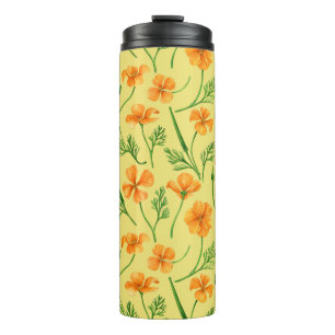 California poppies, summertime flowers, orange wil thermal tumbler