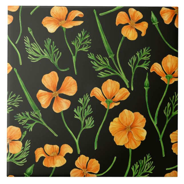 California poppies, summertime flowers, orange wil tile (Front)