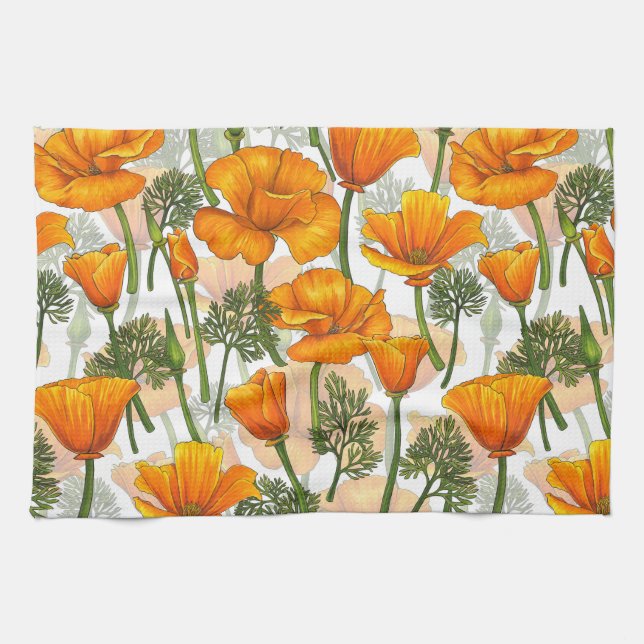 California poppies tea towel (Horizontal)
