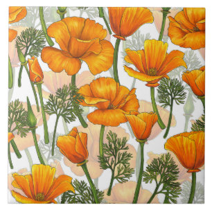California poppies tile