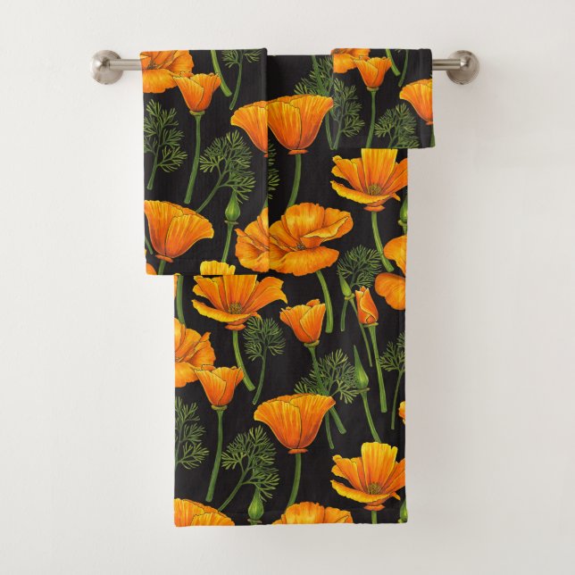 California poppy bath towel set (Insitu)