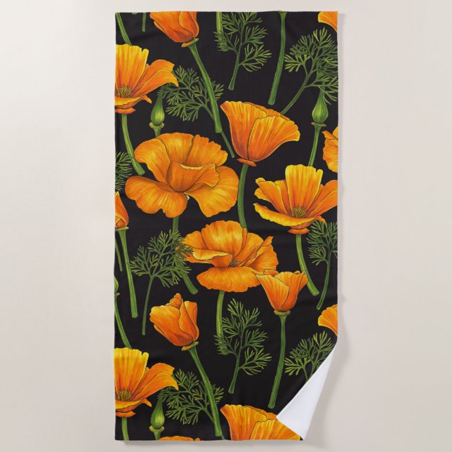 California poppy beach towel (Front)
