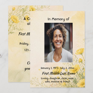 California Poppy Celebration Life Memorial Service Invitation