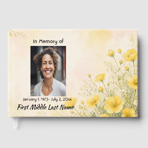 California Poppy Flower, Memorial Prayer Keepsake Guest Book