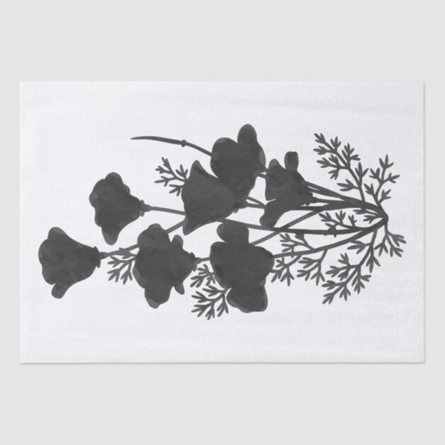 California Poppy Flower Silhouette U Pick Bg Colou Tissue Paper (Front)