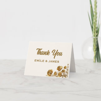 California Poppy Gold Floral Folded Thank You Card