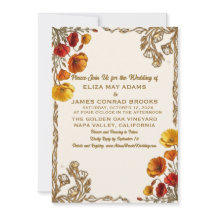 California Poppy Gold Photo Wedding Invitation 5x7