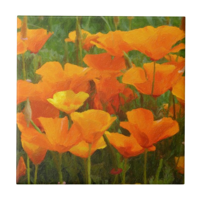 california poppy impasto tile (Front)