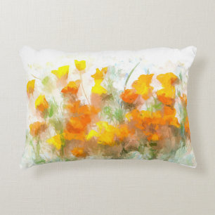 California Poppy Impressionistic Art Decorative Cushion