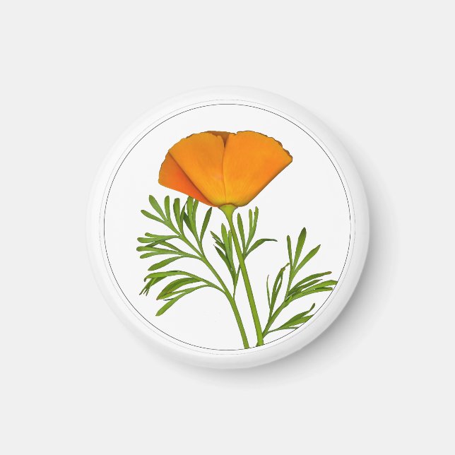 California Poppy in a Circle - Magnet (Front)