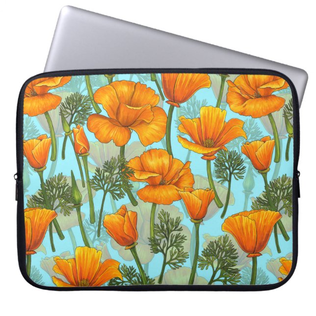 California poppy laptop sleeve (Front)