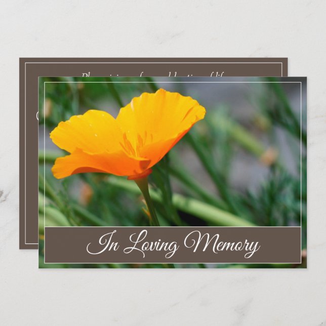 California Poppy Memorial Service Announcement (Front/Back)