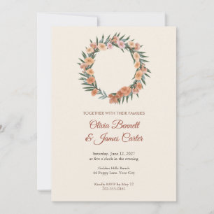 California Poppy Ombre Wreath Wedding Invitation