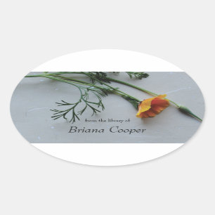 California poppy oval sticker