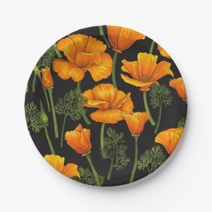 California poppy paper plate