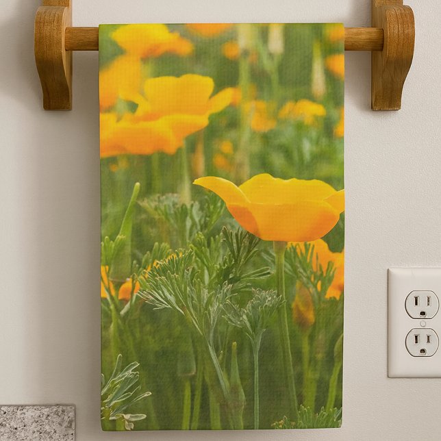California Poppy Patch Photograph  Tea Towel (Kitchen towel front in vertical format)